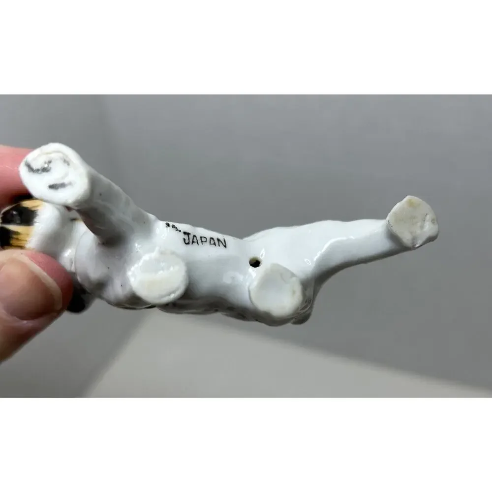 Vtg Black & White Terrier Dog Porcelain 3